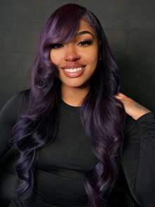 Dark Purple Loose Wave Lace Front Wigs Human Hair No Shedding And  13x4 HD Transparent Violet Purple Glueless Wigs Human Hair Pre Plucked With Baby Hair 250 Density Body Wave Brazilian Virgin Lace Frontal Human Hair Wigs For Women - 深紫色 - 查看 6