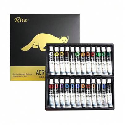 Bộ màu acrylic 12ml của Ruisha, tan trong nước, dễ lau chùi, khô nhanh. Tạo thành một lớp màng mỏng dẻo sau khi khô, thích hợp cho kỹ thuật vẽ dày, pha loãng màu nước và nhiều kỹ thuật khác, được sử dụng rộng rãi trong vẽ tranh giá vẽ, vẽ tranh tường trong nhà và ngoài trời. Bền lâu và chống lão hóa hoặc nứt nẻ.