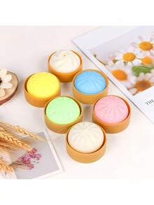 1/2个日常减压玩具，彩色饺子造型挤压球，感官舒缓玩具，可捏的面团球减压手部玩具，带食物蒸笼的弹性桌面玩具，游戏和派对礼品，适合作为礼物或派对赠品 - 包子 - 查看 6