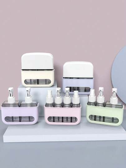 Chai silicon có thể tái sử dụng, hũ đựng kem dưỡng da cỡ du lịch, bộ dụng cụ vệ sinh cá nhân có vòi bơm, chai xịt nước hoa, phụ kiện phòng tắm du lịch đựng kem dưỡng da, dầu gội, sữa rửa mặt và sữa tắm | Bộ dụng cụ phòng tắm di động chống rò rỉ và chai xịt