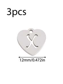 3个/套 心形吊坠 不锈钢英文字母吊坠 A-Z 字母饰品，适用于手工手链、耳环等珠宝制作 - 吊墜 - 查看 38