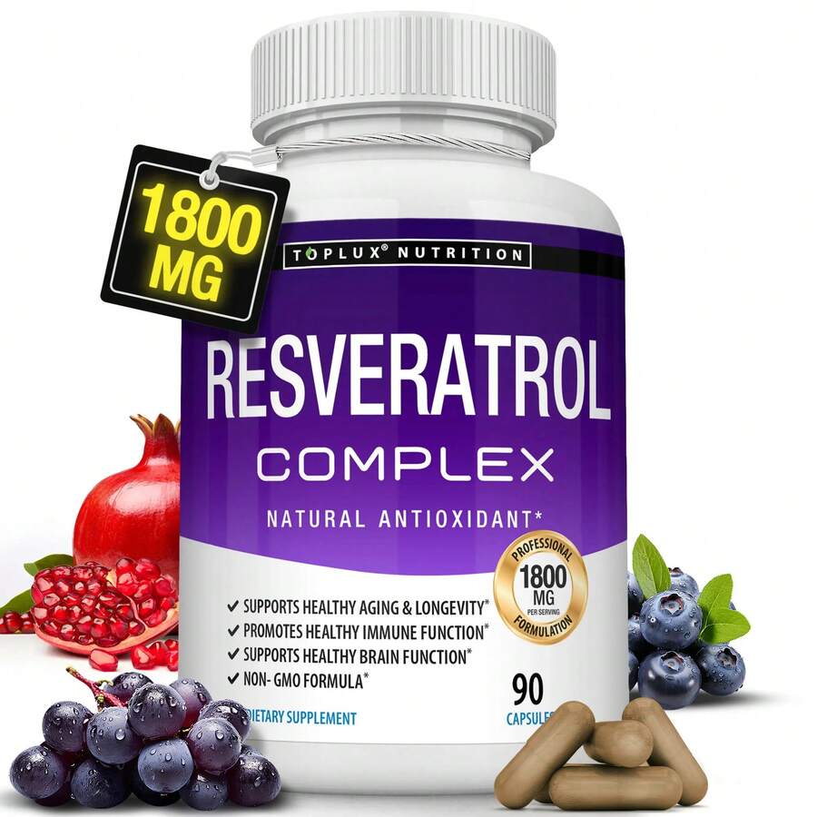 Resveratrol Supplement – Daily Beauty & Wellness Support – Easy Routine Capsules For Anti-Aging, Skin Glow & Heart Health - 1 - 查看 1