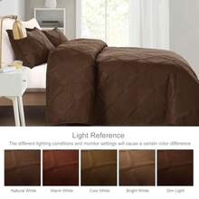 King Quilt Set- Brown Quilts Bedding Set with 2 Pillow Shams Modern King Bedspread with Striped Pattern Soft Lightweight Bedspreads Coverlets for All Seasons - Marrón - Ver 4