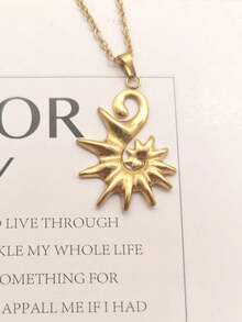 1pc 18K Gold Plated Stainless Steel Natural Style Seashell Pendant Necklace, Unisex, Suitable For Beach Vacation, Luxury Niche Design - Yellow Gold - View 3