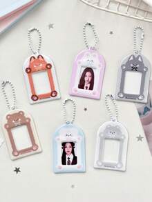 1 chiếc ví đựng thẻ hình động vật lượn sóng 1 inch, ví đựng thẻ ảnh ID, túi đựng đồ hình ngôi sao đuổi theo, mặt dây chuyền, nhãn dán đầu to, ví đựng thẻ nhỏ - Nhiều màu - Xem 2