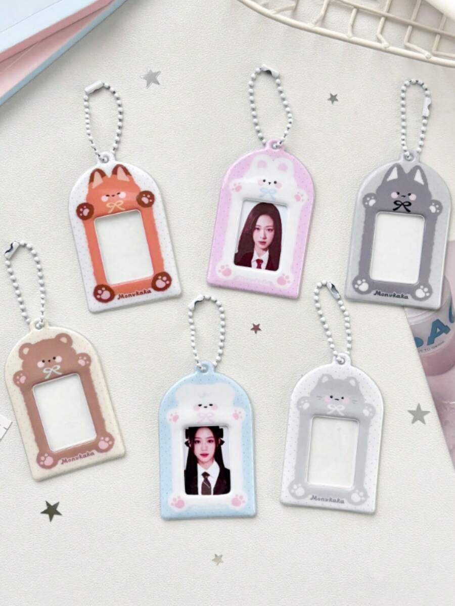 1 chiếc ví đựng thẻ hình động vật lượn sóng 1 inch, ví đựng thẻ ảnh ID, túi đựng đồ hình ngôi sao đuổi theo, mặt dây chuyền, nhãn dán đầu to, ví đựng thẻ nhỏ