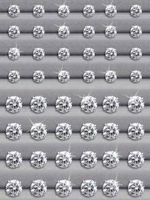 48 Pcs Hexagonal Women's Stud Earrings Jewelry With Shiny Rhinestone Inlay, Simple Elegant Style Round Stud Earring Set, Versatile For Daily Wear, Casual Fashion Gift, Exquisite Friend's Holiday Gift - Multicolor - View 5