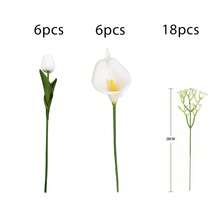 50 pièces Ensemble de fleurs artificielles Tulipe + Calla Lily + Gypsophile, convient pour diverses décorations de festivals et de tombes saisonnières, maison, extérieur, salon, mariage, Saint-Valentin, Fête des Mères Décoration de centre de table - Multicolore - Voir 19