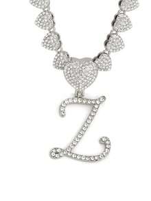 字母吊坠项链 迈阿密链条项链 女士嘻哈镶钻字母吊坠项链 珠宝礼物 - 愛心字母項鍊 - 查看 47