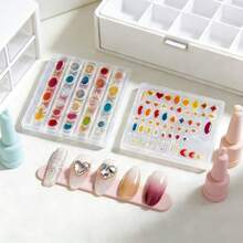 1pc 3D Transparent Heart-Shaped & Photo Embossed Nail Art Mold, High Transparency Reusable Rhinestone & Water Drop Template, DIY Nail Polish Gel Filling Moon & Oval Mold, Nail Art Decoration Board - Multicolor - View 1