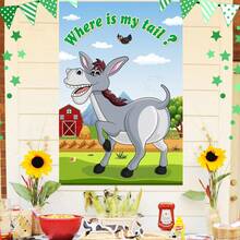 套装，包含30张尾巴和0张驴子游戏海报的“给驴子贴尾巴”游戏，适合生日性别揭晓派对、婚礼、节日、嘉年华派对用品 - 海報 - 查看 1