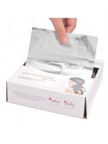 200 piezas Papel de aluminio profesional con relieve - Paquete con dispensador, 12x17cm, apto para servicios de coloración, permanente y mechas del cabello - Plateado - Ver 6