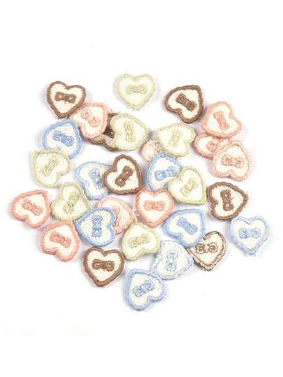 30片2厘米多色心形刺绣蕾丝布贴，手工DIY缝纫，适用于服装、帽子、珠宝、婚礼工艺品、装饰配件，不带背胶