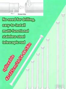 1pc Super Long Stainless Steel Telescopic Rod, Curtain Rod, Door Curtain Rod, Wardrobe Rod, Shower Curtain Rod, Tension Rod, Drying Rack, Curtain Pole, Wardrobe Hanging Rod, Extendable Rod, Laundry Drying Rod, Rod Bracket, Kitchen Organizer Rod, Black Room Divider, Spring Curtain Rod, Spring Shower Curtain Rod, No Drilling Required, Adjustable Bathroom Divider Spring Rod, Adjustable Black Shower Curtain Rod - Shower Curtain Rod - View 16