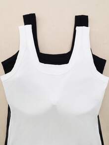Bộ 2 áo hai dây không đường may mới, có đệm ngực tích hợp, áo tank top ôm sát đa năng, áo hai dây có đệm ngực gân cho nữ, phù hợp mọi mùa. - Nhiều màu - Xem 5