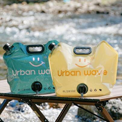 URBANWAVE Túi đựng nước gấp gọn dung tích lớn 8L URBANWAVB (1/4 chiếc) - Túi đựng nước cầm tay bền chắc với vòi chảy mạnh, thích hợp cho hoạt động ngoài trời, leo núi, cắm trại, khẩn cấp, tiết kiệm không gian.
