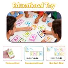 Quixorblex 24张数学闪卡套装，心算训练工具，挑战计算卡，教育学习辅助用品，可重复使用的办公益智游戏，课堂数学用品，返校练习卡 - 彩色 - 查看 8