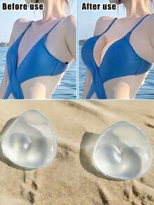 1 Paar wiederverwendbare Silikon-BH-Pads, unsichtbare nahtlose Einsätze, nahtlose Push-up-Cups für trägerlose und rückenfreie Kleider, Bikinis & Bademode, Muttertagsgeschenk - Verschiedenfarbig - Übersicht 2