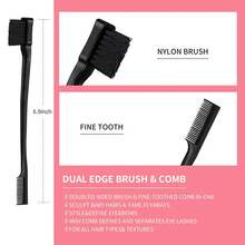 GOIPLE 3pcs Professional Hair Styling Brush & Comb Set, Dual Edge Brush & Comb, Slicking Bristle Brush, Stainless Steel Rat Tail Comb, Flyaway Taming Baby Hair Sculpting Edge Brush, Ponytail Smoothing Braid Styling Slicking Brush, Precise Sectioning Parting Rat Tail Comb, Ergonomic Handle Nylon Bristles Hair Styling Tools, For Daily Home & Salon Hair Styling, For Women All Hair Types Curly Coily Braided Textured Hair - 3 chiếc màu đen - Xem 3