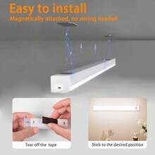 1 pièce Barre lumineuse à détecteur de mouvement LED, détection à 120°, blanc froid/blanc chaud, adsorption magnétique sans perçage, chargement Type-C 300 mAh, lumière pour armoire, couloir, 10/20/30/50 cm - Bande lumineuse à détecteur de mouvement - Voir 2