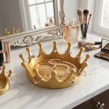 Khay đựng trang sức hình vương miện, khay nhựa nhỏ đựng nhẫn, bông tai, dây chuyền, hộp đựng đồ trang sức nhỏ xinh, kích thước 3,94 x 3,94 inch. - Nhiều màu - Xem 2