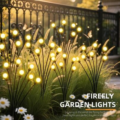 Solar Firefly Light Outdoor Solar Lighting LED For Garden Decoration 8 Modes Adjustable Cafe Decoration Park Decoration Smart Light Sensor Commercial Lighting Landscape Lawn Light Decoration 12/8LED The Battery Capacity Is 800mAh.