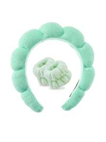 5pcs/Set Women's Daily Makeup Headband & Hair Clip Set, Cartoon Frog Headband, Cloud Headband & Frog Bracelet Headband Set - Mint Green - View 9