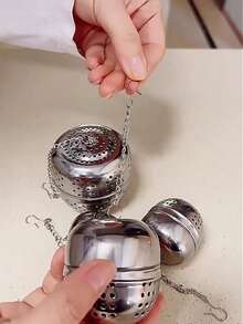 Stainless Steel Egg-Shaped Tea Infuser, Tea Strainer, Seasoning Ball For Soup, Tea Pot, Stewing Meat Spice Container - Silver - View 4