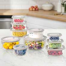 Glass Food Containers with Glass Lid Microwave Safe Food Storage Container Set 6 Pack Square Shape Large Size Airtight Storage Set with Leak Proof Lids Meal Prep Containers - GrisJ6S - Ver 7