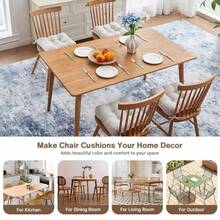 BETU Cojines para Sillas de Comedor Juego de 4 3.5" de Grosor Almohadillas para Sillas de Mesa de Cocina con Lazos Base Antideslizante y Fundas Cojín de Asiento para Comedor Bar Sillas de Patio - Beis - Ver 5