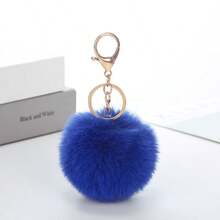 Rex Rabbit Fur Ball Pendant Plush Ball Keychain - Khaki - View 9