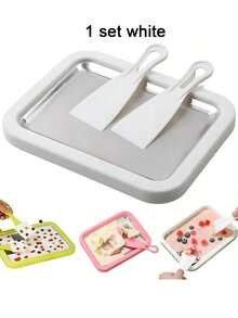 3件套冰淇淋机套装,家用冰淇淋机,含冷冻托盘和2个刮刀,DIY冰淇淋托盘,不锈钢冷冻甜点机,适用于饮料、奶茶店、家庭鸡尾酒、夏季饮品、咖啡机、饮品爱好者、派对餐饮、制作创意特色饮品、冰淇淋、刨冰、意式冰淇淋机 - 彩色 - 查看 15