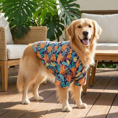 夏用犬用シャツ - 通気性抜群 軽量 犬用夏服、小型犬・中型犬・大型犬用夏用シャツ、オールオーバープリントの犬服