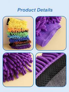 Double-Sided Car Washing Gloves, Waterproof Lining, Made Of Microfiber And Faux Wool, Won't Scratch, Helps Produce Foam, Ideal For Car Detailing, Washing And Drying, A Useful Car Cleaning Tool - A - View 9