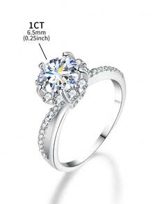 1 chiếc nhẫn Moissanite 5 chấu mảnh bằng bạc Sterling 925, 1.0 carat, quà tặng đính hôn/cưới sang trọng, trang sức cưới, quà tặng sinh nhật, kỷ niệm cho bạn thân. - Nhẫn moissanite năm ngạnh-1ct - Xem 4
