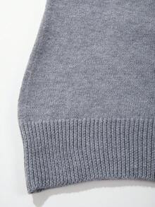 Suéter holgado de cuello redondo de punto para hombre, estilo casual con estampado de la letra California, cómodo y sin mangas, color gris, para primavera/verano - Gris - Ver 8