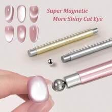 二合一猫眼美甲凝胶指甲油磁性棒套装，长铝柄强磁钢球美甲工具，多功能强力磁性猫眼凝胶指甲油笔，可拆卸美甲工具，适合家庭DIY和美甲沙龙使用 - 彩色 - 查看 6