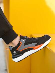 男女通用新款透气安全鞋，防砸防滑防刺穿工作鞋，轻便舒适建筑防护鞋，男女劳动防护鞋，男女户外运动鞋 - 黑橘色 - 查看 7