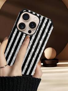 1 chiếc ốp lưng điện thoại giả da mềm mại, chống sốc, họa tiết ngôi sao lấp lánh sọc, phù hợp với Apple 17 Pro Max/16 Pro Max/16 Plus/13 Pro Max/14 Pro Max 13 14 11 12 Pro 11/15 Pro, Galaxy S24 Ultra, thiết kế lỗ loa, quà tặng ngày lễ - màu đen - Xem 7