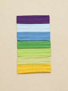 7/8pcs Macaron & Muted Color Elastic Sports Headbands, Solid Color Sweat-Absorbent Yoga Fitness Headwraps, Fashionable Casual Unisex Hairbands,Summer,Holiday,Travel - Multicolor - View 11