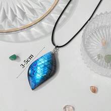 1 chiếc mặt dây chuyền đá quý tự nhiên màu đen Tourmaline Labradorite chưa qua xử lý, trang sức thạch anh dành cho nữ, quà tặng cho phái nữ - Mặt dây chuyền pha lê - Xem 5