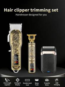 HIENA Máy cắt tóc chuyên nghiệp không dây khắc hình rồng với đầu điều chỉnh được, bộ máy tỉa tóc lưỡi chữ T có màn hình hiển thị kỹ thuật số. - Nhiều màu - Xem 2