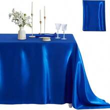 1 buc. Față de masă elegantă țesută, culoare solidă, 57,87 * 120,08 inch, stil rustic pentru cină, întâlnire pentru cupluri, ceremonie de absolvire, decor pentru catering, decor minimalist casual - Albastru regal - Vizualizare 9