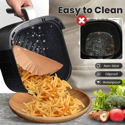 超值装 100 片装不粘空气炸锅垫 - 方形纸垫，适用于烘焙、烧烤和微波炉烹饪 - 易于清洁，让餐厅烹饪更健康，祝您宰牲节快乐！