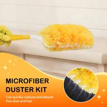 30pcs Replacement Dusting Refills, Compatible With Dusters Cleaning, Includes 1 Handle Disposable Dusting Refills, 360 Dusting Duster Cleaning Kit For Ceiling Fans, Blinds, Furniture - Orange Color - View 7