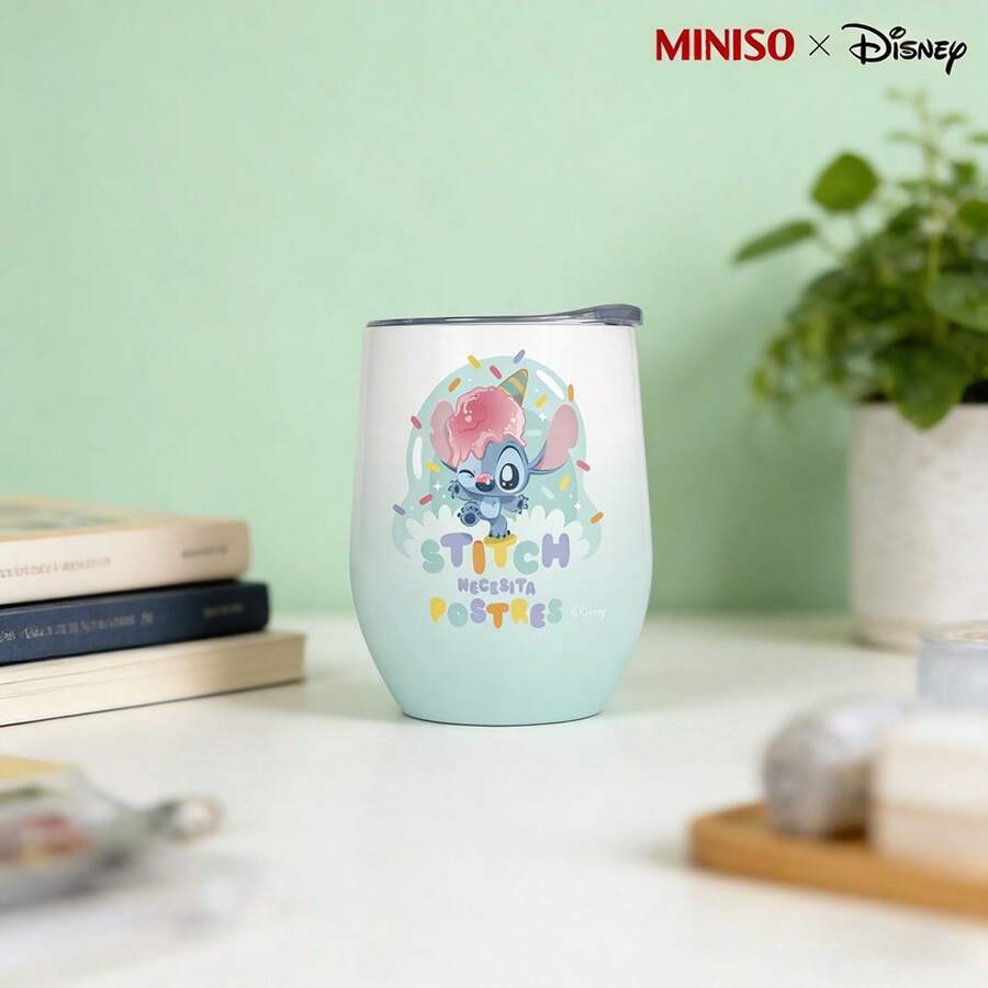 MINISO X Disney Lilo & Stitch Ice Cream Dessert Insulated Stainless Steel Eggshell Tumbler With Lid,Double-Walled Vacuum Cup For Coffee,Wine,Drinks - Multicolor - View 1