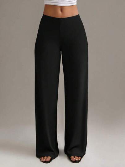 Plus Size Women High Waist Straight Leg Pants, New Spring/Summer Design Black
