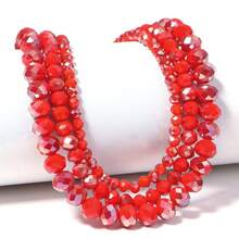 1pc Faceted Abacus Bead Crystal Flat Bead Multi-Color Loose Beads, Fashionable Colorful Cute Electroplated Versatile All-Match DIY Beads For Bracelets, Necklaces, Jewelry Making, Phone Straps, Keychains - Semi-electroplated Red Porcelain - View 4