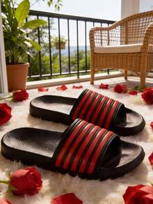 All Season Indoor Slippers, Couple Slippers, Campus Style Dorm Slippers, Bathroom Slippers, Red Youth, Slip-On - Red - View 9