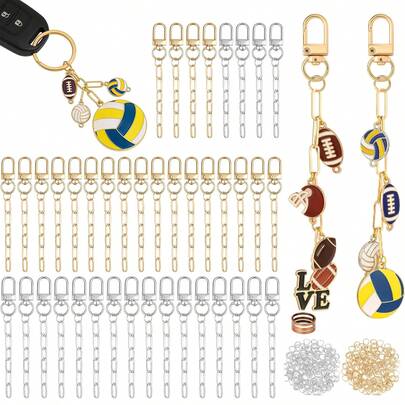 231 Stücke Fußball, Basketball & andere Sportaccessoires Set inklusive Schnallen, Ketten, DIY Schlüsselanhänger, Schlüsselring Zubehör, Frühlings-/Sommer-Geschenke